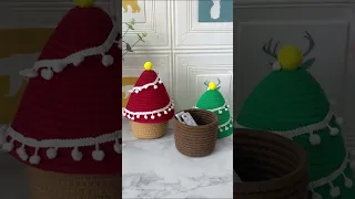 Decorative Christmas Tree Shaped Small Cotton Rope Storage Gift Basket with Lid | China Manufacturer