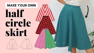 How to sew a half circle skirt (4 panels) | step by step, beginner-friendly | draft your own pattern