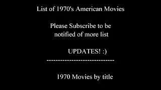 List of 1970 US Movies