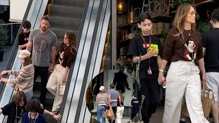 Ben Affleck and Jennifer Lopez take all FIVE of their kids to the mall for a blended family fun day.