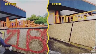 Removing Graffiti from Pebble Crete with Northman Exteriors - World's Best Graffiti Removal Products