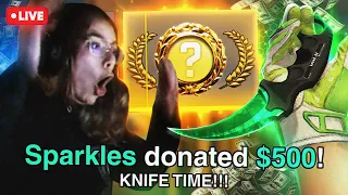 Donating a small streamer until she opens her first KNIFE!!?