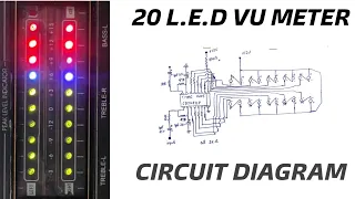 20 L.E.D VU meter circuit diagram and making | 20 L.E.D Peak level indicator circuit.