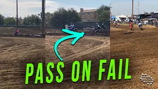 A Girl Goes for a Pass on During a Race Then Crashes on Her Dirt Bike