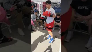 Manny Pacquiao's son Emmanuel had an amateur bout at the House of Boxing Gym in San Diego today