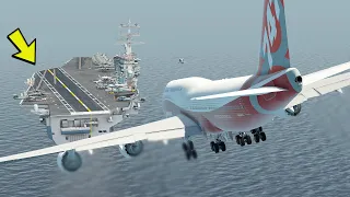 Very Heavy, Overload B747 Aircraft Emergency Landing On Aircraft Carrier [XP11]