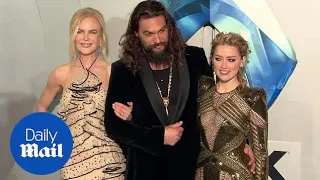 Jason Momoa at Aquaman premiere with Nicole Kidman & Amber Heard
