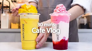 🍓당신의 지역에 딸기와 망고/카페브이로그30분모아보기🥭30mins Cafe Vlog/카페브이로그/Cafe Vlog/ASMR/Tasty Coffee#153