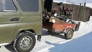 Перевозка минитрактора в прицепе