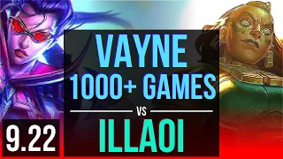 VAYNE vs ILLAOI (TOP) | 1.0M mastery points, 1000+ games, 2 early solo kills | Korea Diamond | v9.22