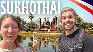 First Time in SUKHOTHAI Thailand Travel Vlog - ancient ruins, alms giving,  trying new Thai food!