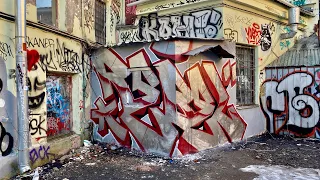 Graffiti bombing. Tagging and pieces. Rebel813 4K 2023