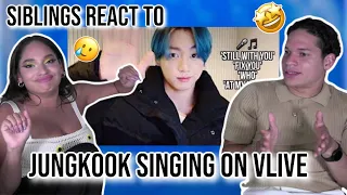 Siblings react to Jungkook Singing 'Fix You', ‘Still With You’, 'Who' & 'At My Worst' on VLive! 🎶