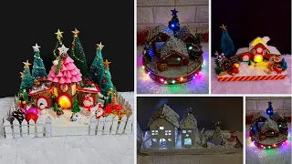 4 Best Out of waste low budget Christmas village making idea at home | DIY Christmas craft idea🎄195