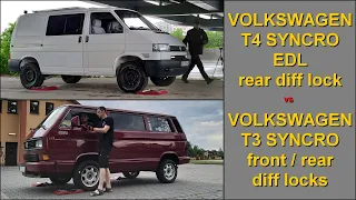 SLIP TEST - Volkswagen T4 Syncro EDL & rear diff LOCK vs VW T3 front & rear diff locks