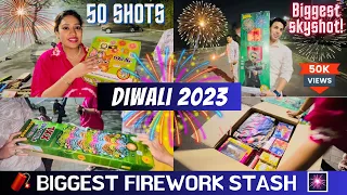 OUR BIGGEST DIWALI STASH | FIREWORK TESTING 🎆 #diwali2023 #diwalistash #skyshot #fireworks