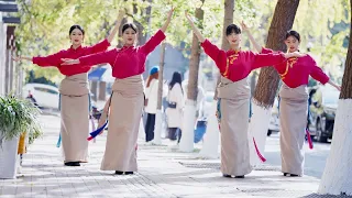 Pink Four sisters, the most beautiful Tibetan girl in the wedding dance!