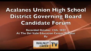 Acalanes Union High School District Governing Board Candidate Forum