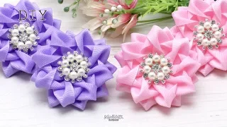 Красивые бантики резинки Канзаши МК Cute Bows Kanzashi DIY