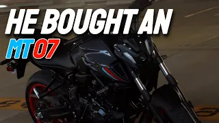 HE BOUGHT A 2021 YAMAHA MT07 AS A FIRST BIKE!