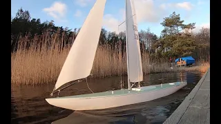 Modern 12mR scale RC yacht sailing