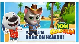 Talking Tom Gold Run - NEW WORLD - HANK ON HAWAI! / New Cowboy Tom!