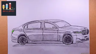 How to draw a BMW 7 Series 2023 - Easy Drawing Cars - كيف ترسم