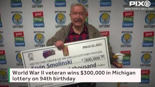 WWII veteran wins lottery on his 94th birthday