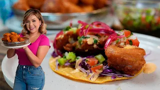 My Over the Top BAJA SHRIMP TACOS, so crispy so flavorful ALL IN ONE BITE!