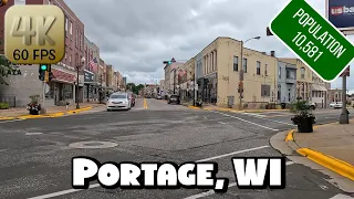 Driving Around Small Town Portage, Wisconsin in 4k Video