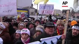 Hundreds rally outside EU office demanding action from the West against President Yanukovych