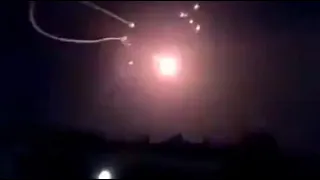 Armenian army missiles intercepting Azerbaijani army rockets and missiles