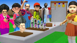 Scary Teacher 3D vs Squid Game Miss T' Haircut 5 Times Challenger Miss T vs Hello Neighbor Win