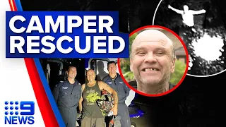 Lost camper rescued by police helicopter after suffering medical episode | 9 News Australia