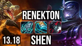 RENEKTON vs SHEN (TOP) | 800+ games, 1.3M mastery, 8/2/7 | KR Master | 13.18