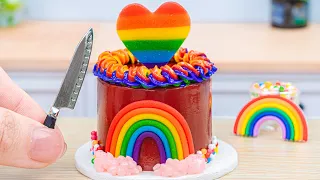 Miniature Rainbow Chocolate Cake Decorating | Tiny Rainbow Cake, Tiny Chocolate Cake By Yummy Bakery