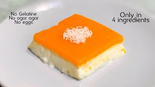 Orange Pudding Recipe in 4 ingredients | So creamy and smooth Orange pudding will melt in your mouth