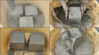 ASMR: super dusty crispy soft black concrete sand square buckets crumble dry+water+dipping 🤤/new tub