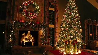 2 часа классических рождественских песен с камином и красивым рождественским фоном
