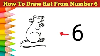 How To Draw Rat From Number 6.ইদুর আঁকা.Easy Drawing Tutorial....