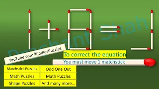 Matchstick Puzzle 1+8=1