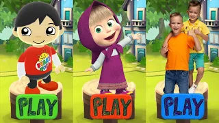 Tag with Ryan vs Masha and Bear Run vs Vlad and Niki Run - Mobile Gameplay Run