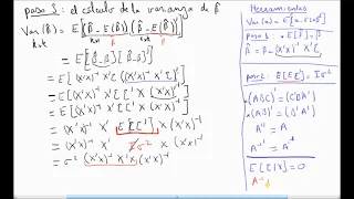 MCO Cálculo de la Varianza (matriz de covarianza) y demostración de insesgadez de los coeficientes