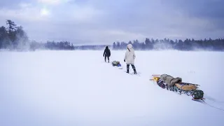 Traditional Winter Travel Camping with a Snowtrekker Tent & Toboggans