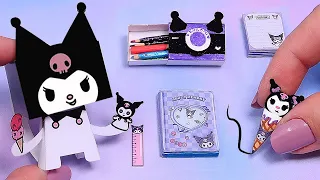 DIY: Miniature PAPER Kuromi School Supplies (Backpack, notebook, pencil case and pen) REALLY WORKS