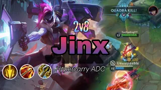 Wild Rift Jinx Is A HYPERCARRY MONSTER! 2v8 Quadrakill