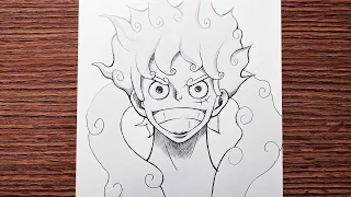 Easy anime sketch | how to draw Luffy`s Gear 5 - [One Piece] step-by-step