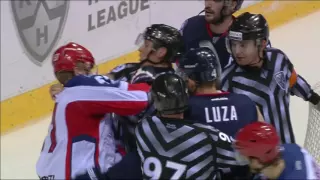 Grigory Panin gets a game misconduct for shoving a linesman