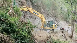 Cutting Hillside for South Mountain Highway With JCB Excavator and Wheel Loader