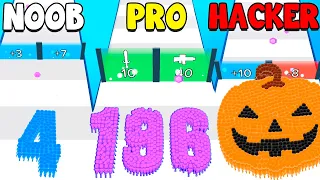 THE MERGER AND TURNED INTO... 🔢 NOOB vs PRO vs HACKER in CROWD NUMBER 3D